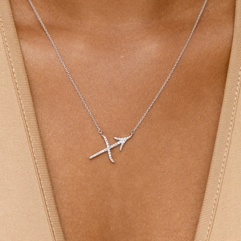 Diamond Sagittarius Zodiac Sign Pendant necklace ANGARA